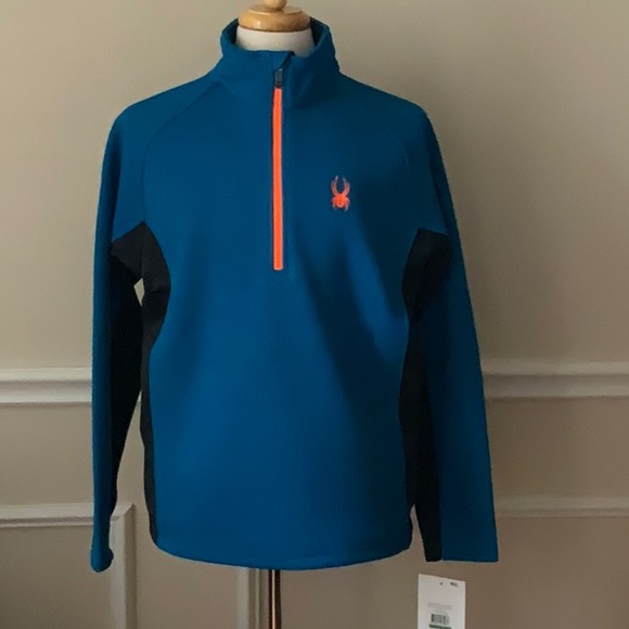 Spyder Men’s Outbound 1/2 Zip Mid-Weight Core Sweater-Cob/Blk/Boe - Large - Picture 1 of 13